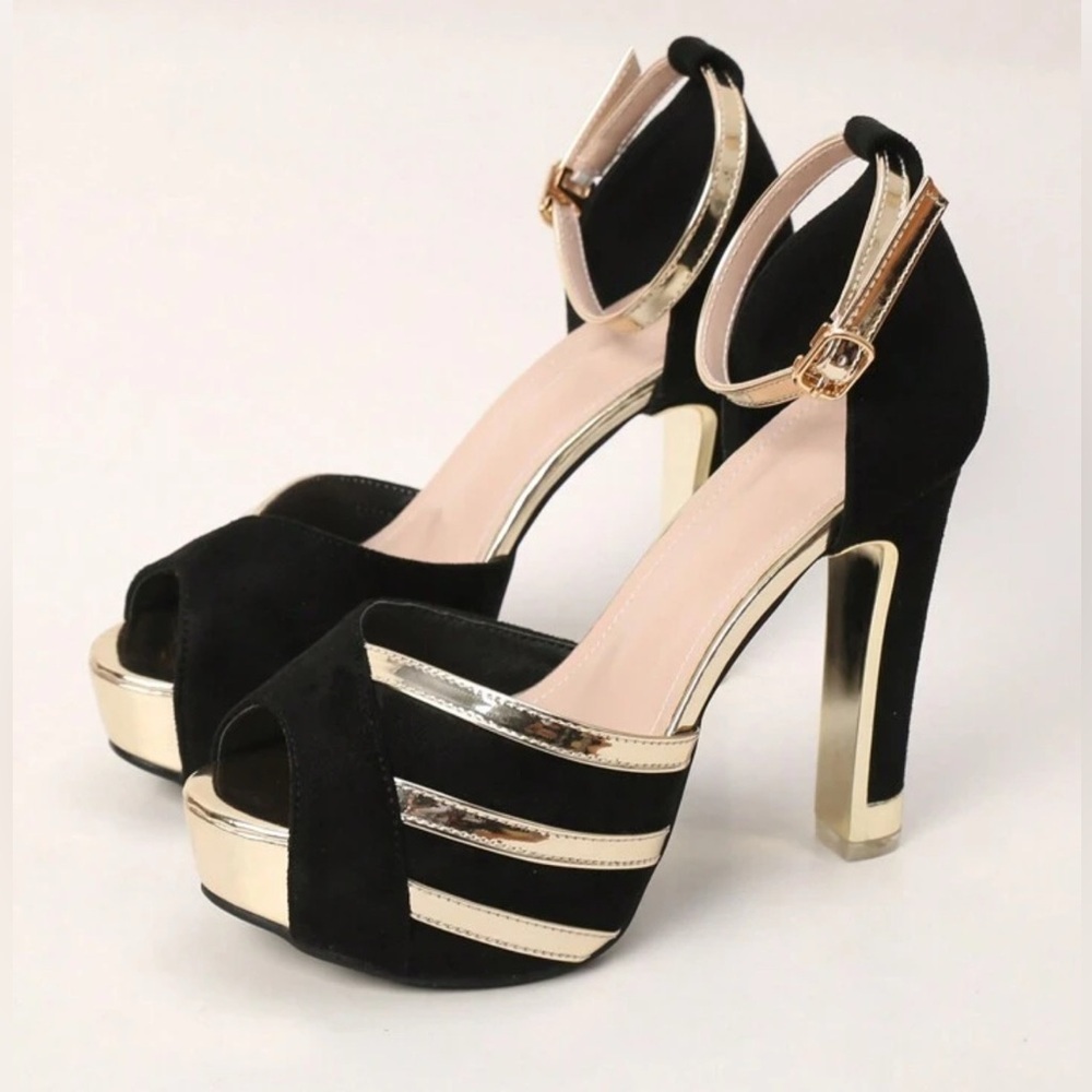 Women's High Heel Platform Dress Shoes Suedette - Picture 2 of 5